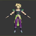 3D Animated Character With Golden Hair Black Green Top Purple Pants Green Shoes Arms Outstretched