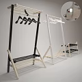 Modern Wooden Clothes Rack With Black White Frame Hanging Rod And Storage Shelf