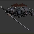 Mythical Warrior In Spiked Red Black Armor Holding Sharp Sword