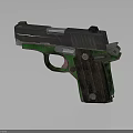 Classic Green And Black Pistol With Worn Wooden Grip And Retro Design