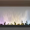 Colorful Decorative Lights With Wavy Light Patterns On Wall And Cactus Silhouettes 3d model