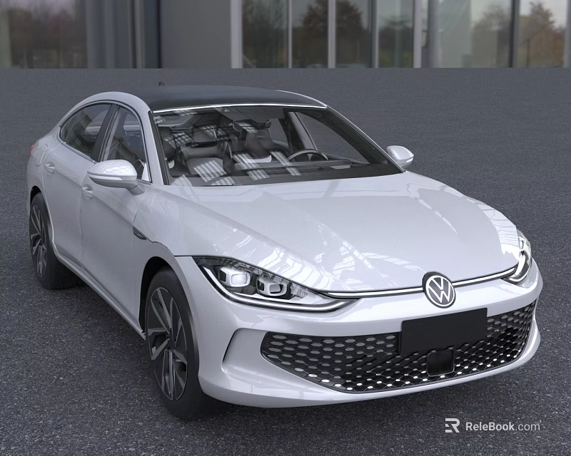 White Volkswagen Sedan With Modern Exterior Design Front Grille Sleek Headlights And Alloy Wheels 3d model 