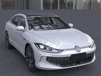 White Volkswagen Sedan With Modern Exterior Design Front Grille Sleek Headlights And Alloy Wheels 3d model