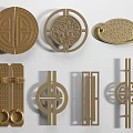 New Chinese Style Handle Brass Handle Classical Wardrobe Handle Bronze Cabinet Door Handle Drawer Handle 3d model