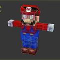 Pixelated Mario Character Doll In 3D Pixel Art Style With Red Blue Outfit Standing Pose 3d model