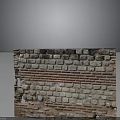 Vintage Brick Wall With Weathered Red And Beige Bricks Worn Surface And Small Hole 3d model