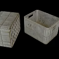Two Metal Storage Bins With Grid Pattern One With Lid And One Without 3d model