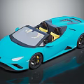 Blue Convertible Sports Car With Yellow Seats Black Wheels And Modern Sporty Design