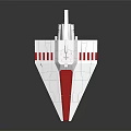 Modern White And Red Spaceship Model Featuring Angled Wings And Geometric Patterns 3d model