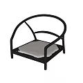 Modern Single Chair with Black Metal Curved Frame and White Comfortable Cushion