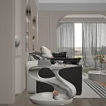 Elegant Modern Sofa And Coffee Table Set With Curved Design Light Curtains And Natural Light
