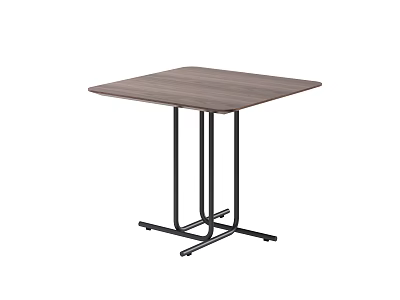 Modern Minimalist Side Table With Square Walnut Wood Top And Black Metal Base 3d model
