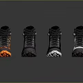 Assorted Design High Top Outdoor Boots Featuring Black Gray White Orange Colors and Thick Soles