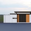 Modern Entrance Gate Design With White Wall Wooden Panels And Black Door