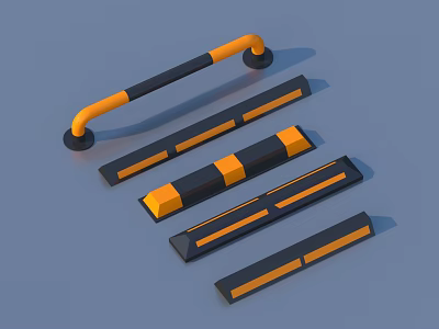 Household Protective Strips With Orange And Black Striped Design For Safety 3d model