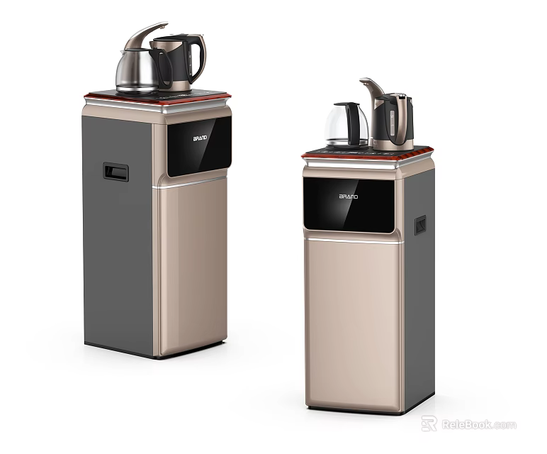 Modern Standing Water Dispensers with Hot Water Kettle Gold and Black Design for Home Office 3d model 