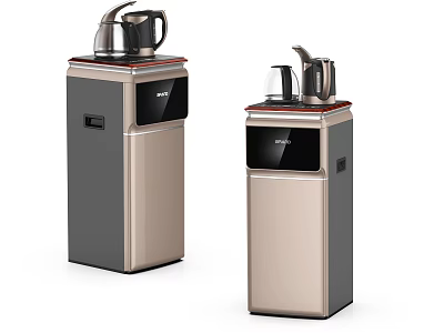 Modern Standing Water Dispensers with Hot Water Kettle Gold and Black Design for Home Office 3d model
