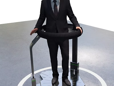 Stand Up Amusement Equipment Featuring Circular Handrail And White Circle Platform 3d model