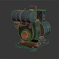 Industrial Blue Compressor Equipment With Red Component And Metal Base