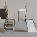 Modern Stairs Design With Glass Railing And Marble Steps For Interior Space 3d model
