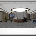Preventive Medicine Clinic Interior With Wooden Reception Desk Round Lighting And Green Plants
