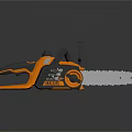 Orange And Black Electric Chainsaw With Ergonomic Handle Sharp Metal Chain For Efficient Cutting Tasks