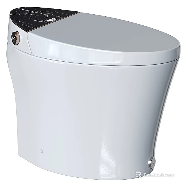 Modern White Toilet With Sleek Ceramic Surface And Contemporary Tankless Design 3d model 