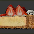 Delicious Strawberry Cheesecake With Fresh Strawberry Topping Whipped Cream Creamy Yellow Layer And Crust
