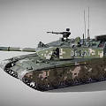 Military Camouflage Armored Tank With Main Gun Tracks And Antenna System