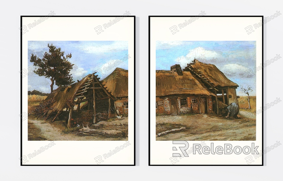 Van Gogh House Landscape Oil Painting Double Hanging Painting model