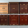 Classic And Modern Wooden Entrance Doors With Decorative Metal Rivets And Brass Fittings
