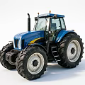 New Holland Blue Tractor With Large Tires Yellow Stripes And Cab