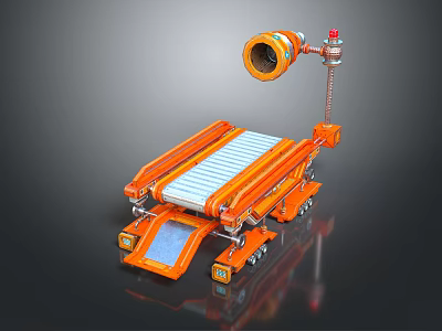 Industrial Equipment Orange Crawler Type With Conveyor Belt Top Mounted Sensor 3d model