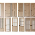 Various Wooden Swing Door Designs With Glass Panels And Grid Patterns 3d model