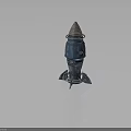 Blue Space Rocket Model with Conical Top and Thruster Base Structure Design 3d model