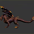 Detailed Game Movie Fantasy Character With Purple Red Body Yellow Wing Tips And Spiked Back