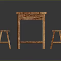 Rustic Wooden Dining Table Set With Matching Benches And Natural Wood Grain