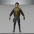 Adventurous Male Character 3D Model With Brown Hair Yellow Hoodie And Brown Jacket