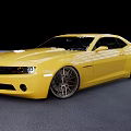 Yellow Chevrolet Sports Car With Sleek Modern Design And Custom Alloy Wheels
