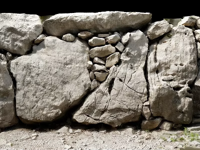 Natural Stone Wall With Irregular Stacked Rocks And Rough Surface Texture 3d model