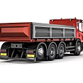 Scania Red Heavy Duty Dump Truck Featuring Multi Wheel And Cab Design