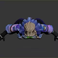 3D Model Of Female Character In Colorful Futuristic Armor With Glowing Elements