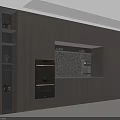 Modern Kitchen Wine Cabinet Design With Integrated Oven Coffee Machine And Ambient Lighting