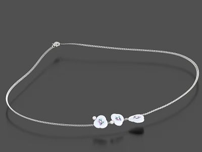 Delicate Silver Necklace with Three Small Pendants Elegant Jewelry Design for Daily Wear 3d model