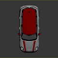 Stylish White Compact Car With Red Roof And Sporty Red Stripes Design