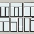 Various Window Designs With Different Shapes And Black Frame Styles 3d model