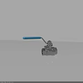 Industrial Metal Ball Valve Featuring Blue Handle And Polished Chrome Body