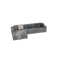 Gray Sectional Sofa with Multiple Colored Cushions and Throw Blankets Modern Living Room 3d model