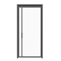 Modern Swing Door With Glass Panel And Sleek Metal Frame Design