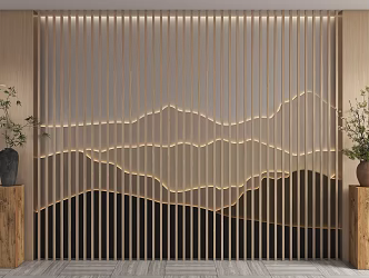 New Chinese landscape background wall landscape grid landscape wall landscape painting background wall ink landscape background water ripple background wall wave background wall 3d model